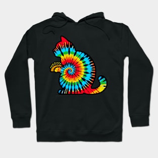 Tie Dye Black Cat With Tacos Hoodie